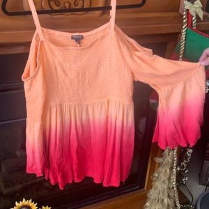 Beautiful peach ombré cold shoulder shirt